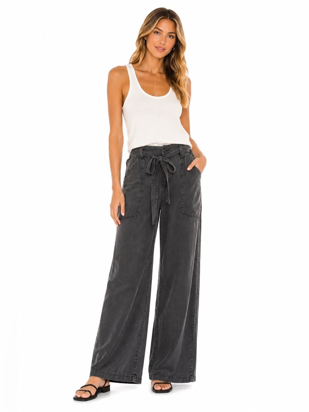 Anthropologie  Avec Less Fillies High Rise Wide Leg Gray Pants  Size 6 Womens